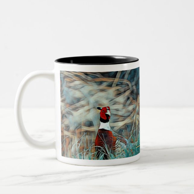 Tasse 2 Couleurs Joyeux Noël Anneau Pheasant (Gauche)
