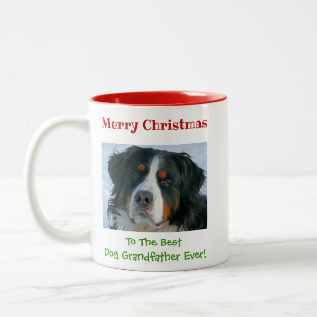 Tasse 2 Couleurs Joyeux Noël au grand-père du chien (Gauche)