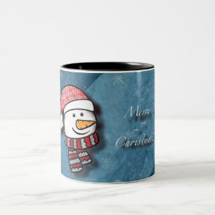 Tasse 2 Couleurs Joyeux Noël, bonhomme de neige avec des vêtements 