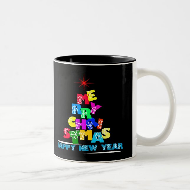 Tasse 2 Couleurs Joyeux Noël Bonne année (Droit)