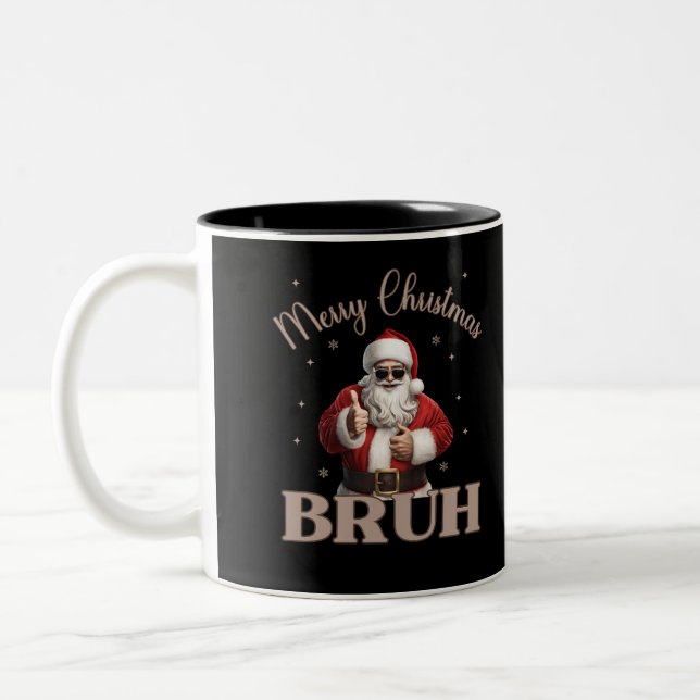 Tasse 2 Couleurs Joyeux Noël BRUH Drôle design (Gauche)