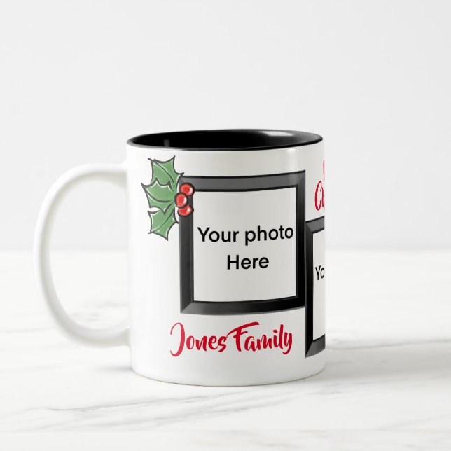 Tasse 2 Couleurs Joyeux Noël cheer Holly Berries photo (Gauche)