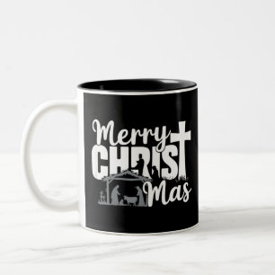 Tasse 2 Couleurs Joyeux Noël chrétien Jésus Famille 