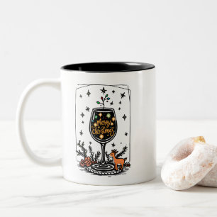 Tasse 2 Couleurs Joyeux Noël dans un verre de vin