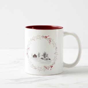 Tasse 2 Couleurs Joyeux Noël du Canada Ferme Wreath