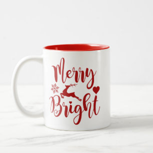 Tasse 2 Couleurs Joyeux Noël Fleurs Rouges de Fêtes