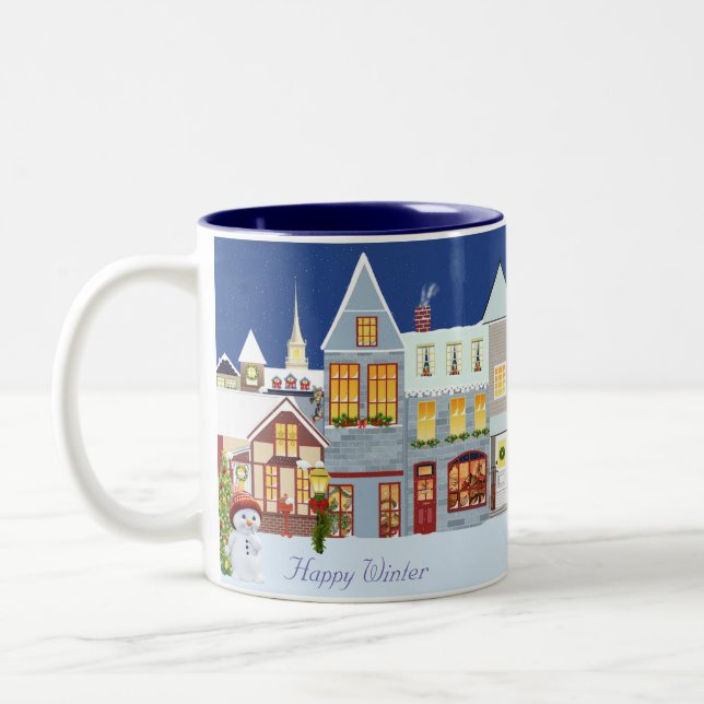 Tasse 2 Couleurs Joyeux Noël hiver & neige (Gauche)