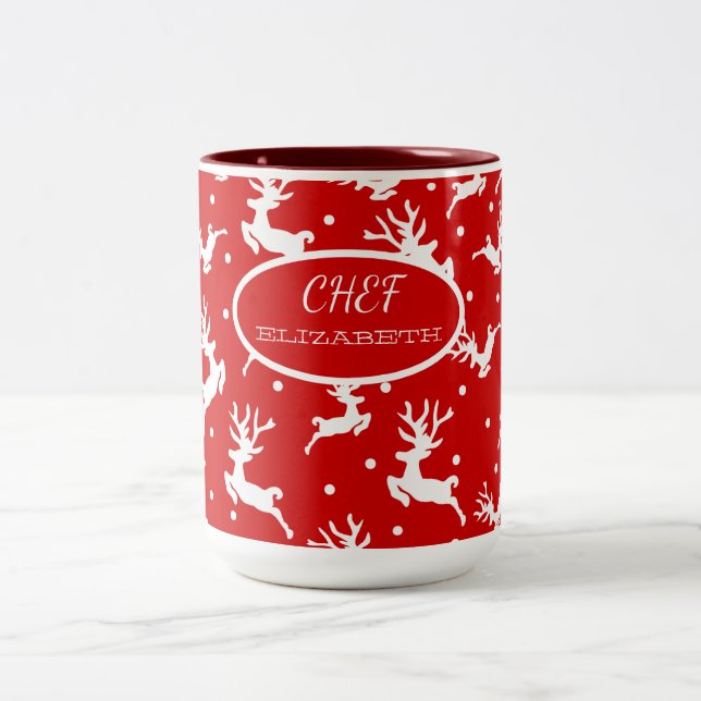 Tasse 2 Couleurs Joyeux Noël Reindees Red Holiday (Centre)