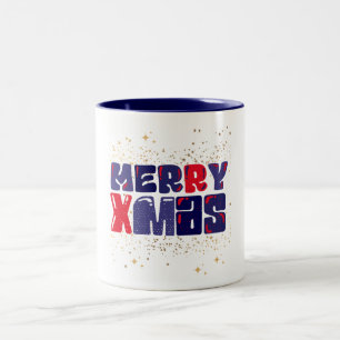 Tasse 2 Couleurs Joyeux Noël Rouge Bleu Or