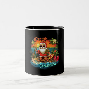 Tasse 2 Couleurs Joyeux Noël, tropique, santa claus, vacances
