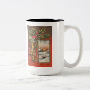 Tasse 2 Couleurs Joyeux Noël vintage avec cloches
