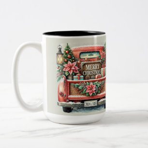 Tasse 2 Couleurs Joyeux Noël Vintage Orange Truck