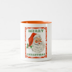 Tasse 2 Couleurs Joyeux Noël Vintage rétro Père Noël