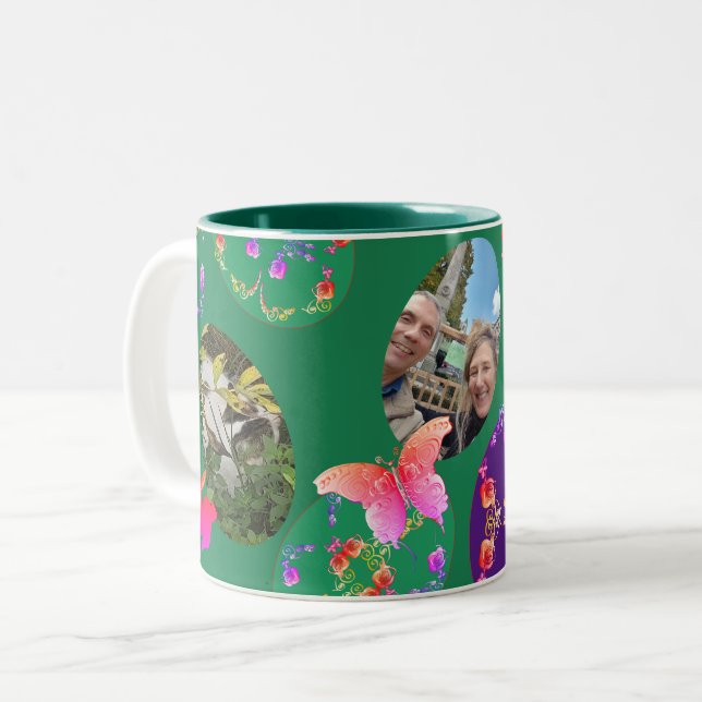 Tasse 2 Couleurs Joyeux Pâques, Oeufs de Pâques avec 3 photos (Devant gauche)