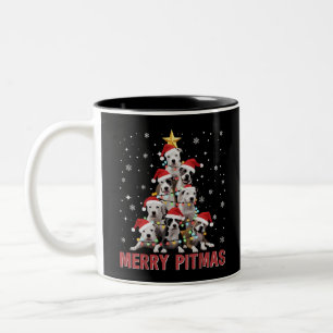 Tasse 2 Couleurs Joyeux Pitmas Pitbull Arbre Chien Noël Moche