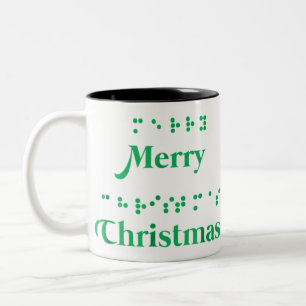 Tasse 2 Couleurs Joyeux points en braille de noël , xmas, vacances