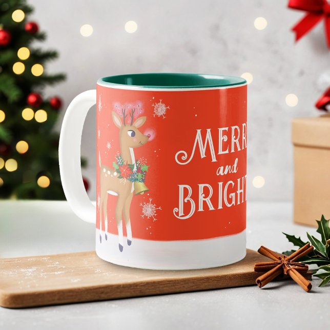 Tasse 2 Couleurs Joyeux Rudolph Reindeer (Créateur téléchargé)
