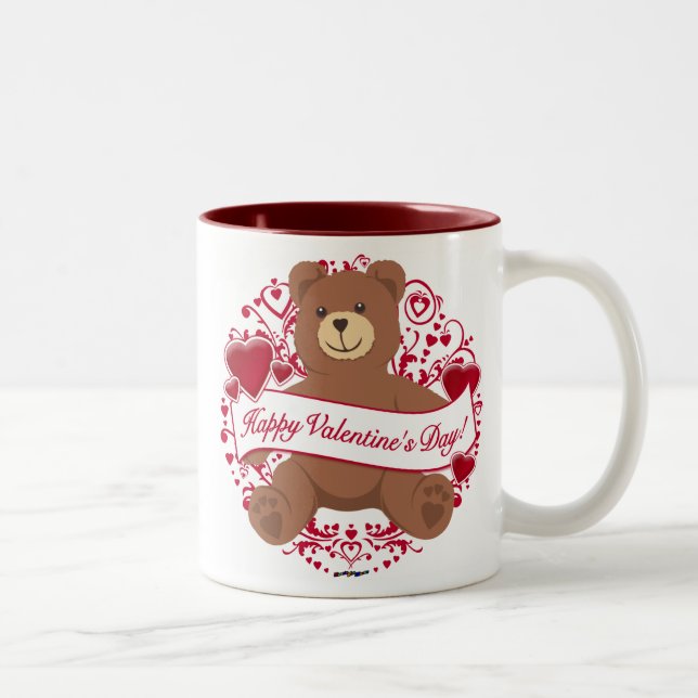 Tasse 2 Couleurs Joyeux Valentine ! Teddy bear (Droit)