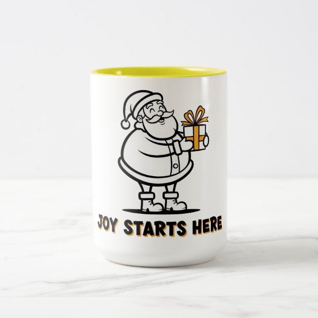Tasse 2 Couleurs Joyful Santa with Gift (Centre)