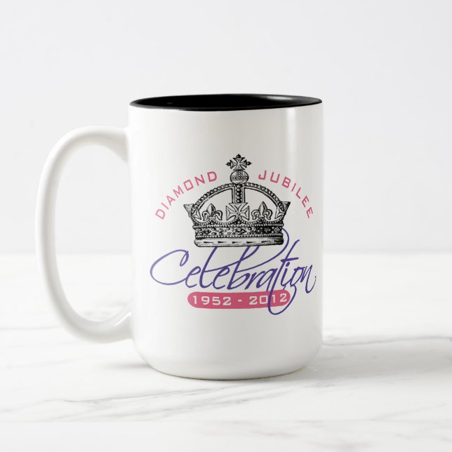 Tasse 2 Couleurs Jubilé de diamant britannique - souvenir royal (Gauche)
