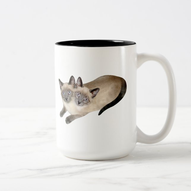 Tasse 2 Couleurs Jumeaux de chat siamois (Droit)