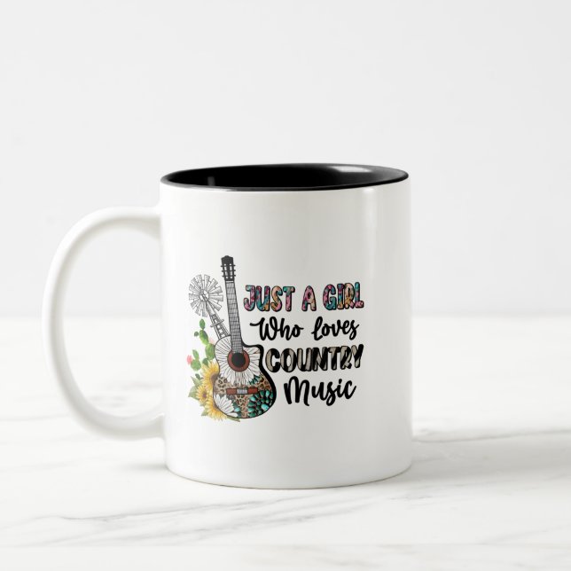 Tasse 2 Couleurs Just a Girl Who Loves Country Music (Gauche)