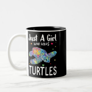 Tasse 2 Couleurs Juste une fille qui aime les tortues Aquarelle Océ