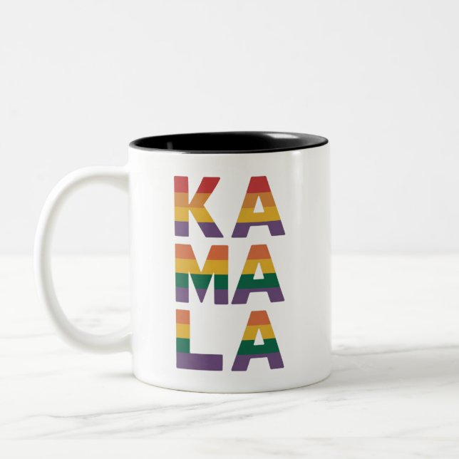Tasse 2 Couleurs Kamala Harris 2024 Gay pride du drapeau arc-en-cie (Gauche)