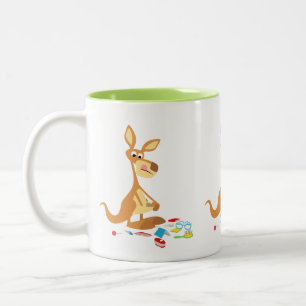 Tasse 2 Couleurs Kangourou fouillant mignon de bande dessinée