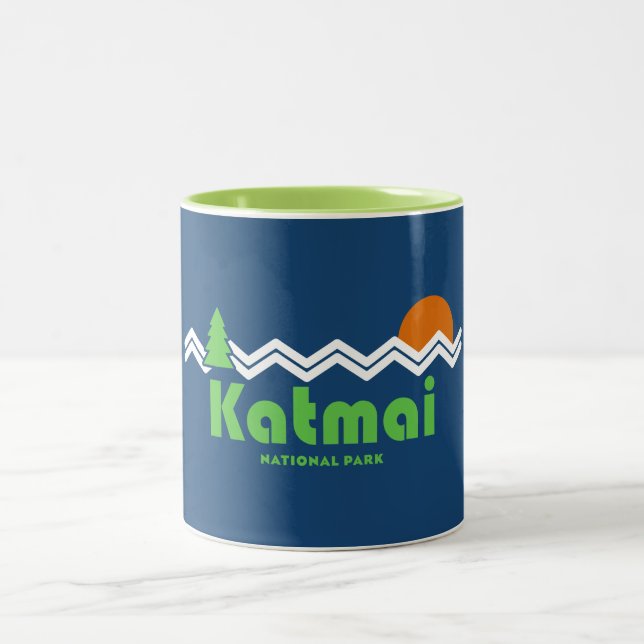 Tasse 2 Couleurs Katmai National Park Retro (Centre)