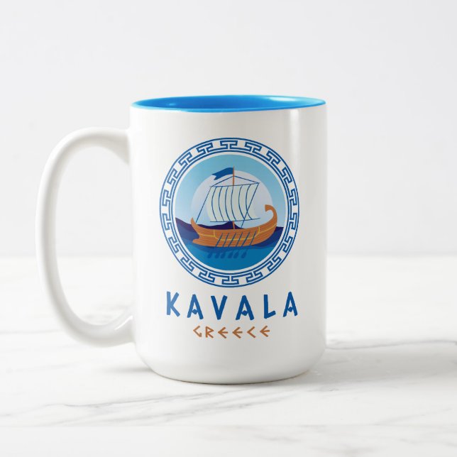 Tasse 2 Couleurs Kavala, Grèce Design de navires grecs (Gauche)