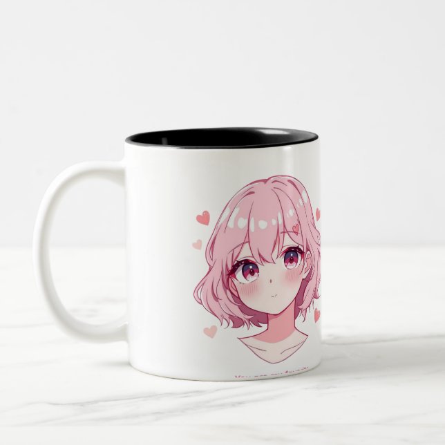 Tasse 2 Couleurs Kawaii Anime Girl Valentine Sweatshirt (Gauche)