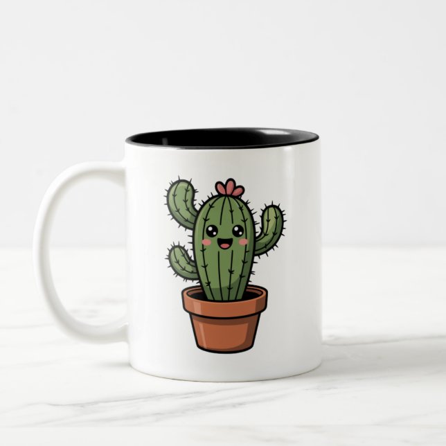Tasse 2 Couleurs Kawaii Cactus (Gauche)