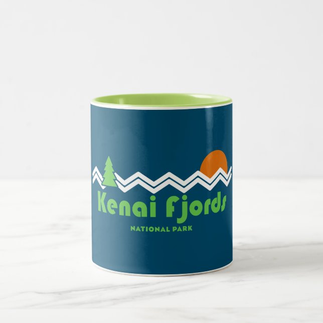 Tasse 2 Couleurs Kenai Fjords National Park Retro (Centre)