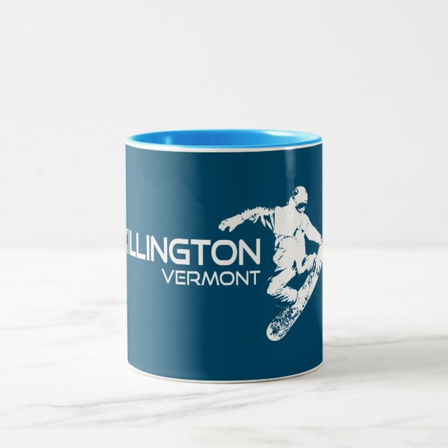 Tasse 2 Couleurs Killington Vermont Snowboarder (Centre)