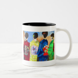 Tasse 2 Couleurs Kimono de printemps japonais Geisha art