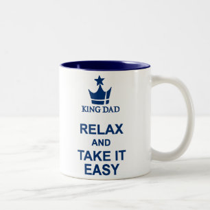 Tasse 2 Couleurs King Dad Relax et le prendre facile blanc & bleu m