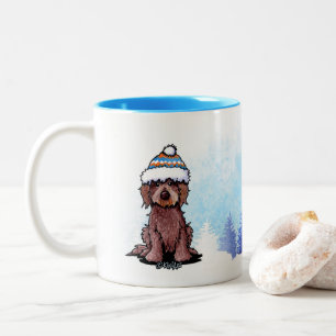 Tasse 2 Couleurs KiniArt Chocolat d'Hiver Doodle Chien