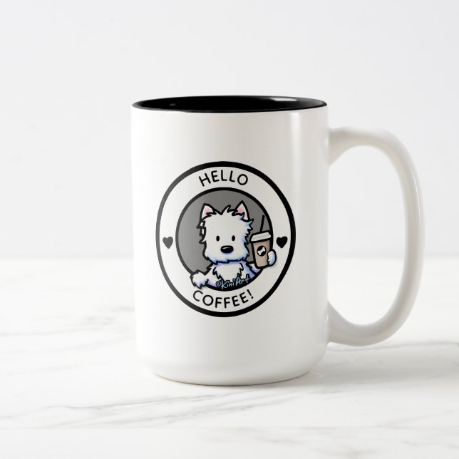 Tasse 2 Couleurs KiniArt Coffee Westie (Droit)