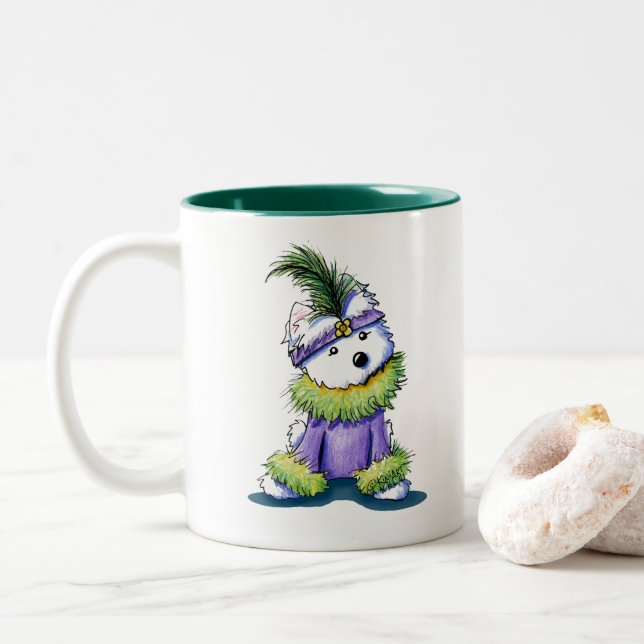 Tasse 2 Couleurs KiniArt Flapper Westie (Avec donut)