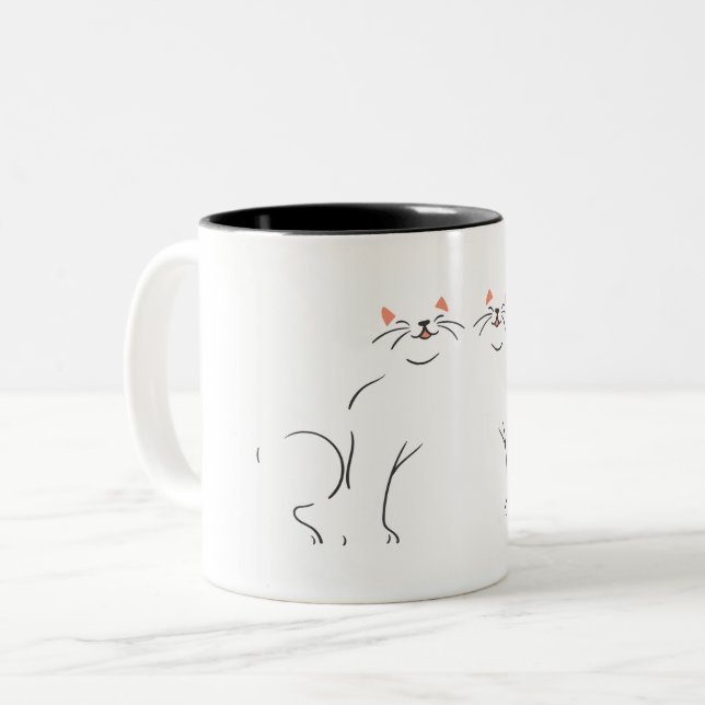 Tasse 2 Couleurs Kitty voices kitty chat joie blanc noir (Devant gauche)