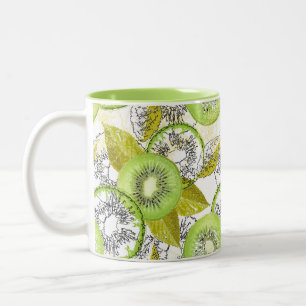 Tasse 2 Couleurs Kiwi, fruité, vert et blanc, frais, juteux, blanc