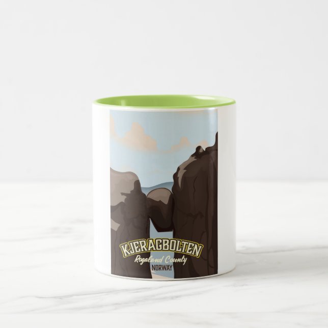 Tasse 2 Couleurs kjeragbolten affiche de voyage norvégienne. (Centre)