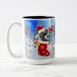 TASSE 2 COULEURS KOALA BÉBÉ NOËL AVEC TEDDY