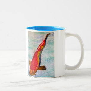 Tasse 2 Couleurs Kohaku Koi poisson japonais aquarelle art