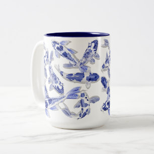 Tasse 2 Couleurs Koi bleu et blanc