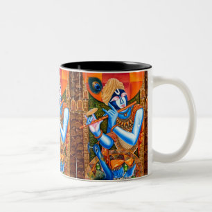 TASSE 2 COULEURS KRISHNA L'ABRÉGÉ SUR INDIEN DE JOUEUR DE CANNELU