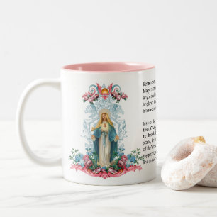 Tasse 2 Couleurs La Bienheureuse Vierge Marie Flowers Mémorare Priè