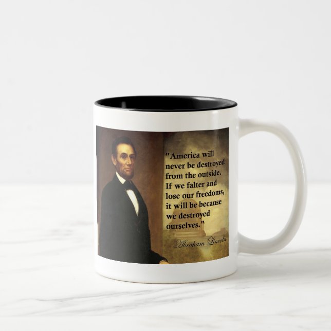 Tasse 2 Couleurs La citation "Amérique d'Abe Lincoln ne sera (Droit)