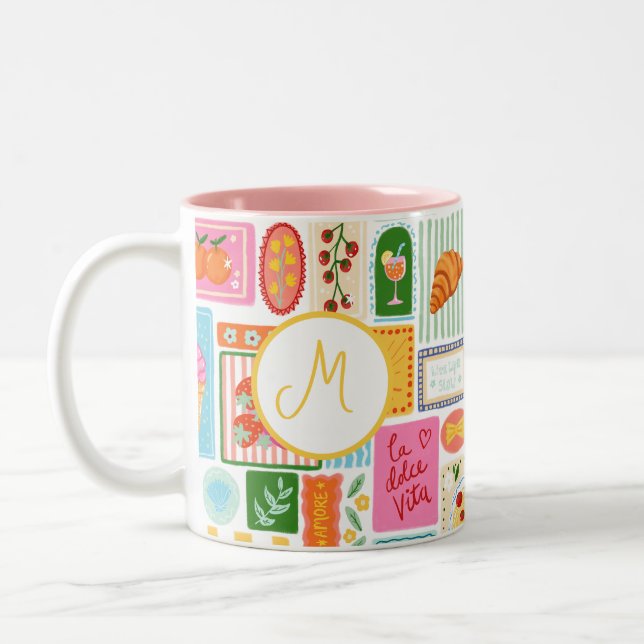 Tasse 2 Couleurs La Dolce Vita Italien Personnalisé Couleurs (Gauche)